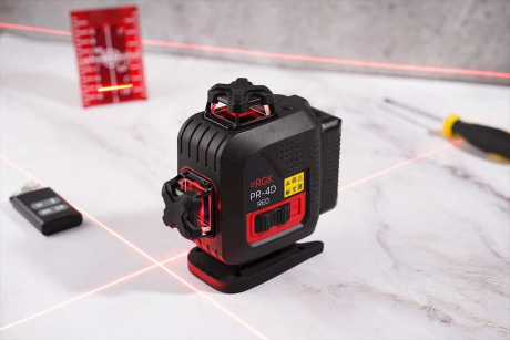 Купить Лазерный уровень RGK PR-4D Red с красным лучом фото №12