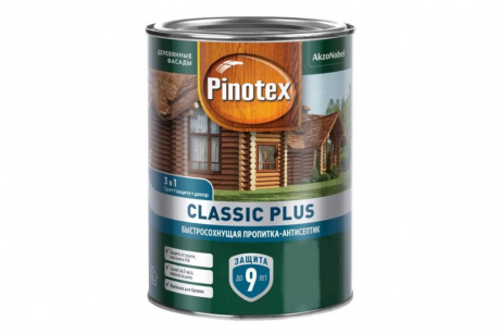 Купить Быстросохнущая пропитка-антисептик PINOTEX CLASSIC PLUS 3 в 1 ель натуральная 0,9 л фото №1