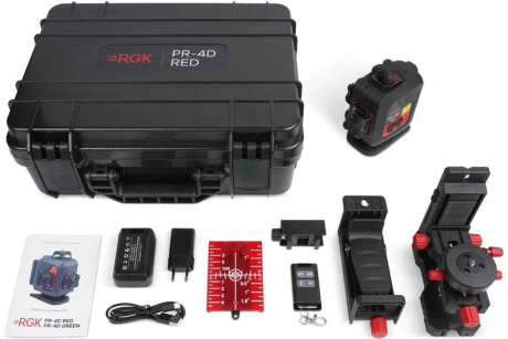 Купить Лазерный уровень RGK PR-4D Red с красным лучом фото №11